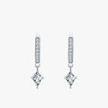 Ailmay Genuine 925 Sterling Silver Luxury Charm Geometric Sparkling Clear CZ Hoop Earrings for Women Wedding Statement Jewelry