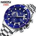 NIBOSI 2592 Luxury Men's Watch Waterproof Steel Band Sports Men Watches Luminous Auto Date Display Wristwatches Male