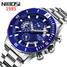 NIBOSI 2592 Luxury Men's Watch Waterproof Steel Band Sports Men Watches Luminous Auto Date Display Wristwatches Male