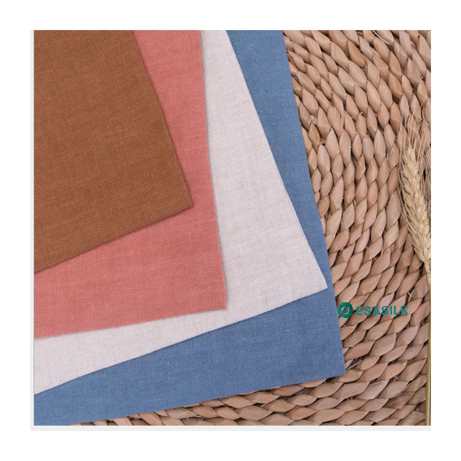 220gsm French Woven Linen Fabric Enzyme Stone Washed Breathable Striped Car Bag Bedding Home Textile Cushion Skirts Natural