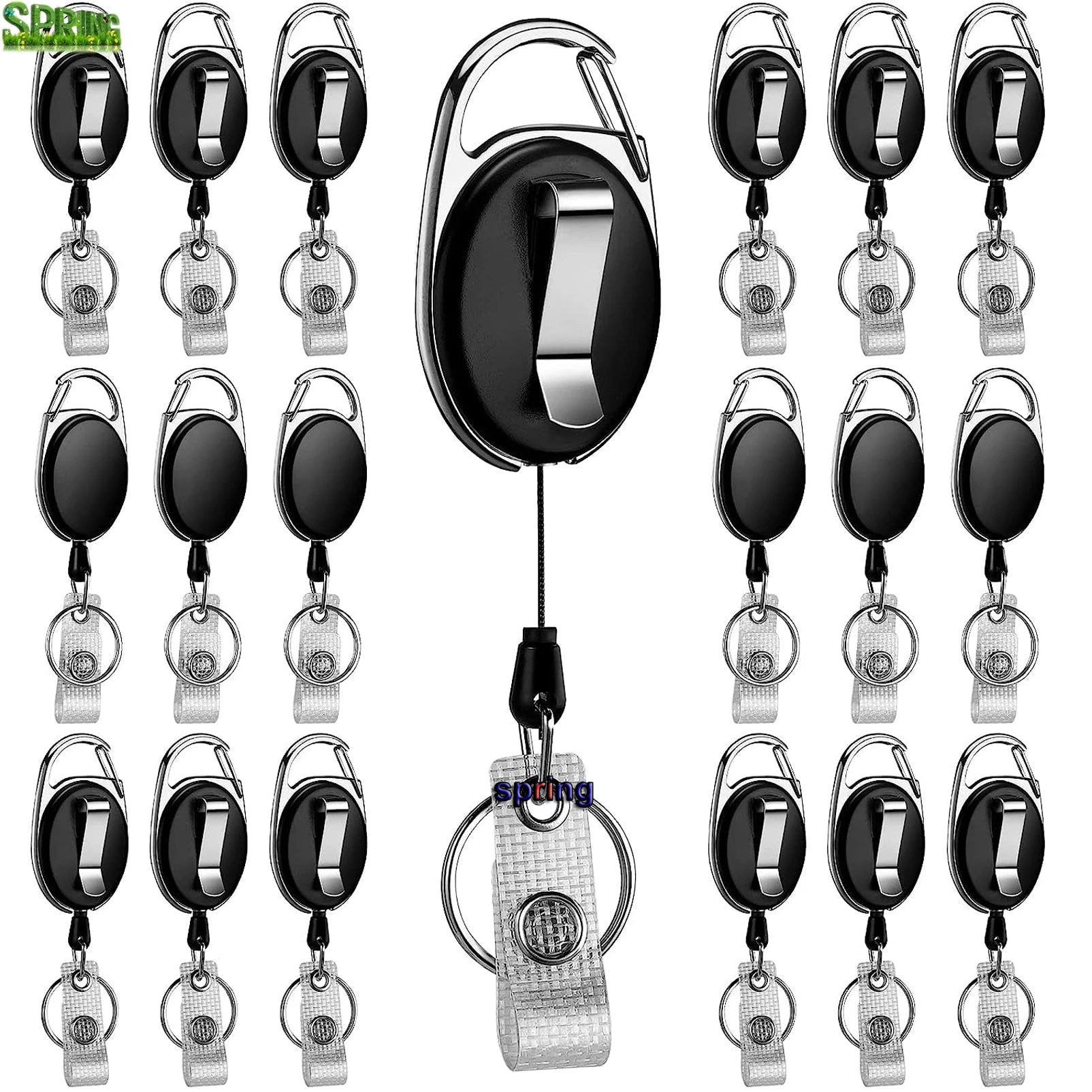 New Arrive Carabiner ID Card Badge Keychain  Retractable Badge Reel With Back Belt Clip KeyRing