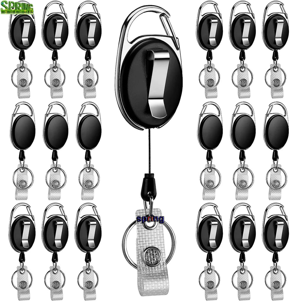 New Arrive Carabiner ID Card Badge Keychain Retractable Badge Reel With Back Belt Clip KeyRing