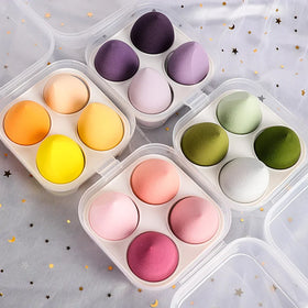 SeeJoy 4pcs Colorful Makeup Sponge Blender Set with Waterdrop Gourd Shape 40x60mm Washable for Foundation with Box