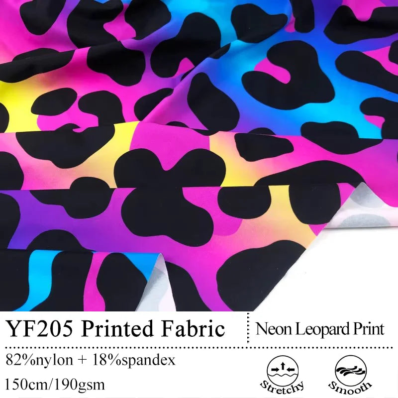 Polyamide Elastane 4 Way Stretch Nylon Spandex Neon Gradient Leopard Printed Swimwear Fabric with High Quality