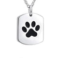 Bigger Space Vintage Children's Ash Room Carved Paw Print Cremation Urn Memorial Stainless Steel Cuboid Necklace Pendant
