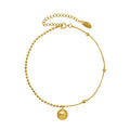 Trendy Dainty Stainless Steel Golden Rice Bean Anklet Multi Plated Adjustable Geometric Lucky Bead Jewelry for Women Casual Wear