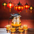 Hand Blown 100% Heat Resistant Borosilicate Glass Tea Strainer Cup Office Tea Pot Infuser with Lid 500ml Temperature Display
