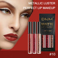 Custom 3 Piece Set Metallic Luster Lip Gloss Matte Velvet Non-Stick Cup Liquid Lipstick Waterproof