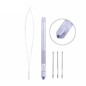 1 Set Aluminum Hair Crochet Needles Kit 3 Hook Needles + 1 Loop for Lace Wigs Toupee Micro Ring Hair Extension Tool Hook Needle