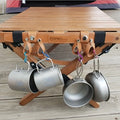 Outdoor Camping PU Leather Wooden Hanger Hook Portable Leather Belt Tableware Organizer Hook