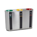 Outdoor Three Compartment Metal Garbage Receptacle Trash Can Heavy Duty  Recycle Waste Bin Public Commercial Stain Steel Dustbin