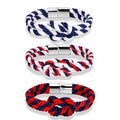 Fashion Mens Sailing Rope Bracelet Wholesale Stainless Steel Magnetic Clasp Nylon Woven Nautical Rope Knot Wrap Bracelet for Men