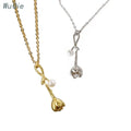 Wuqie New Arrival 925 Silver Jewelry Pearl Shell Gold Plated Rose Flower Pendant Necklace Gift for Women