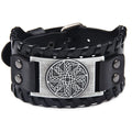 MECYLIFE Viking Jewelry Genuine Leather Wristband Bracelet Viking Kolovrat Bracelet Viking Heretic Bracelet