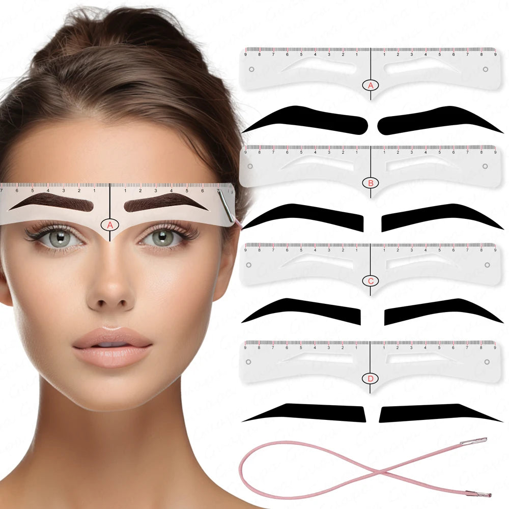 New Reusable Microblading Eyebrow Ruler Shaping Stencil Kits Precision Brow Ruler Template for Eyebrow Style Guide Shaping Tools