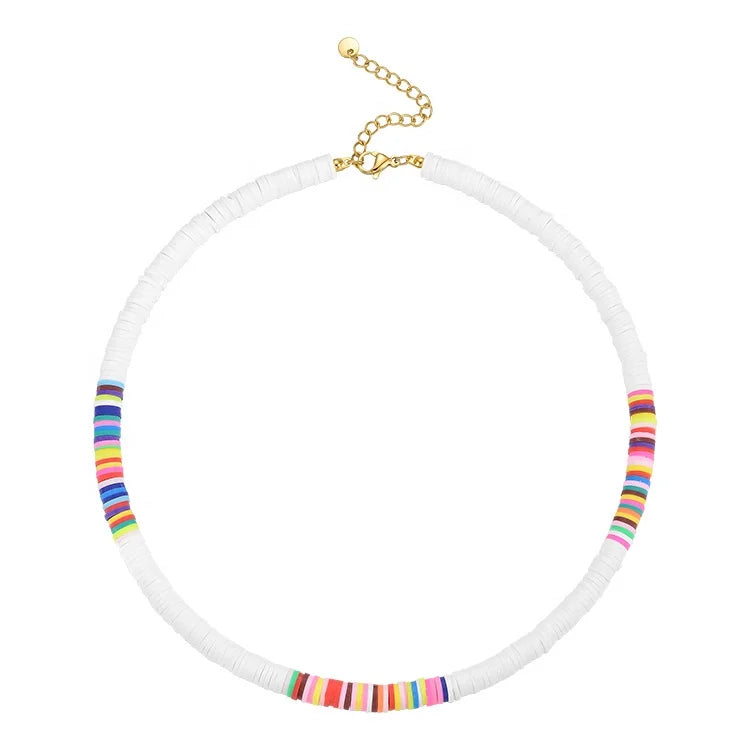 Fashion 18K Gold Plated Stainless Steel Jewelry Holiday Style Color Polymer Clay Chokers Necklaces P213238
