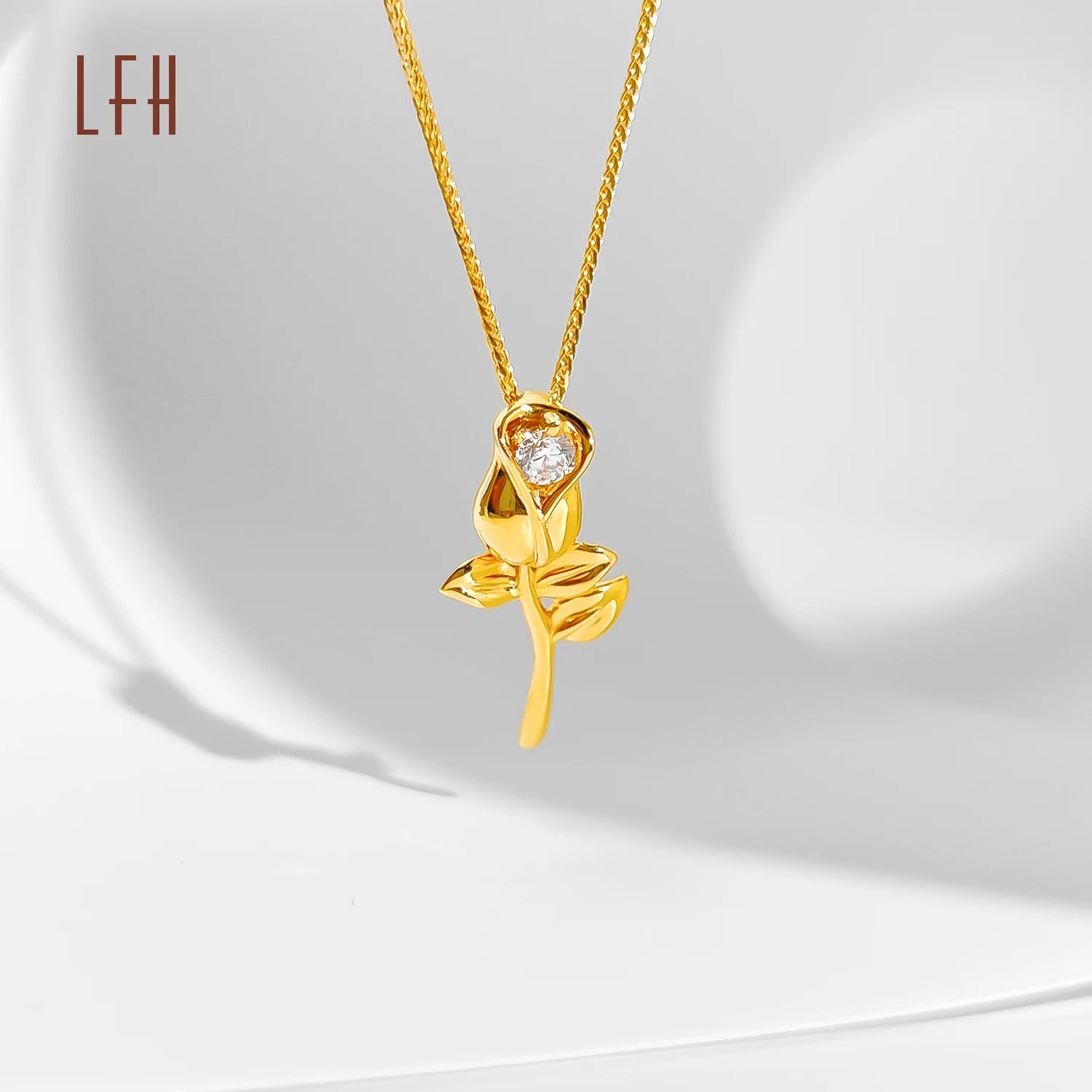 18K Gold Real Rose Pendant Birthday Gift Necklace Flower Pendant Jewelry Real Gold Jewelry 18k With Certificat