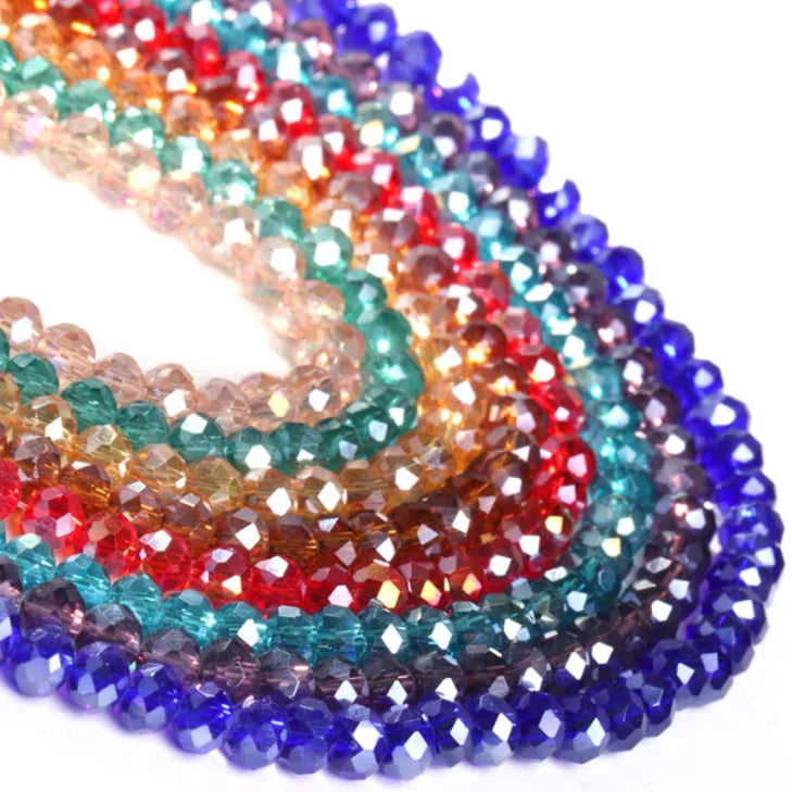 Free Sample Cheaper Glass Rondelle Beads4mm 6mm Transparent Crystal Glass Beads for Jewelry Making