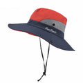 Wholesale Outdoor Women Hats Stitching Color Wide Brim Horsetail Hole Beach Sun Caps Bucket Hat Summer Autumn Hiking Camping Fis