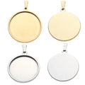 Diy Plated Stainless Steel Pendant Tray Charms Beads Jewelry Finding Components Metal Bezel Setting for Keychain Accessories