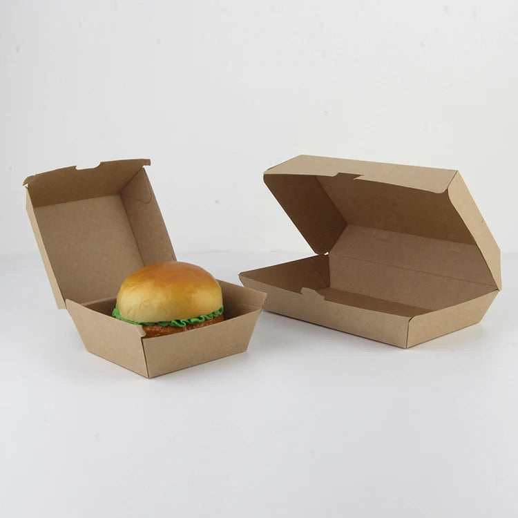 Custom logo Printed Paper Fast Food to Go Takeout Hamburger Containers French Fries Fried Chicken Pizza Burger Boxes with logo