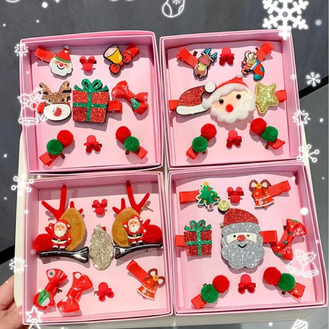 Hot Sale 2023 Hair Accessories for Kids Bow Tie Kids Hair Clips Cute Father Christmas Hair Accessories Sets