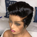 Short Pixie Cut Wig Human Hair 12A Lace Front Human Hair Wigs for Women Natural Black Bob Straight Lace Wigs for Women 8-10" MegaBDM