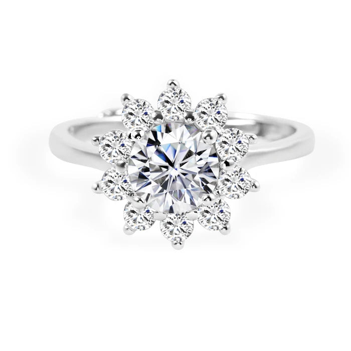 New Arrival Fashion Antique 925 Sterling Silver Flower Rings Moissanite Ring Synthetic 5A Cubic Zirconia Rings