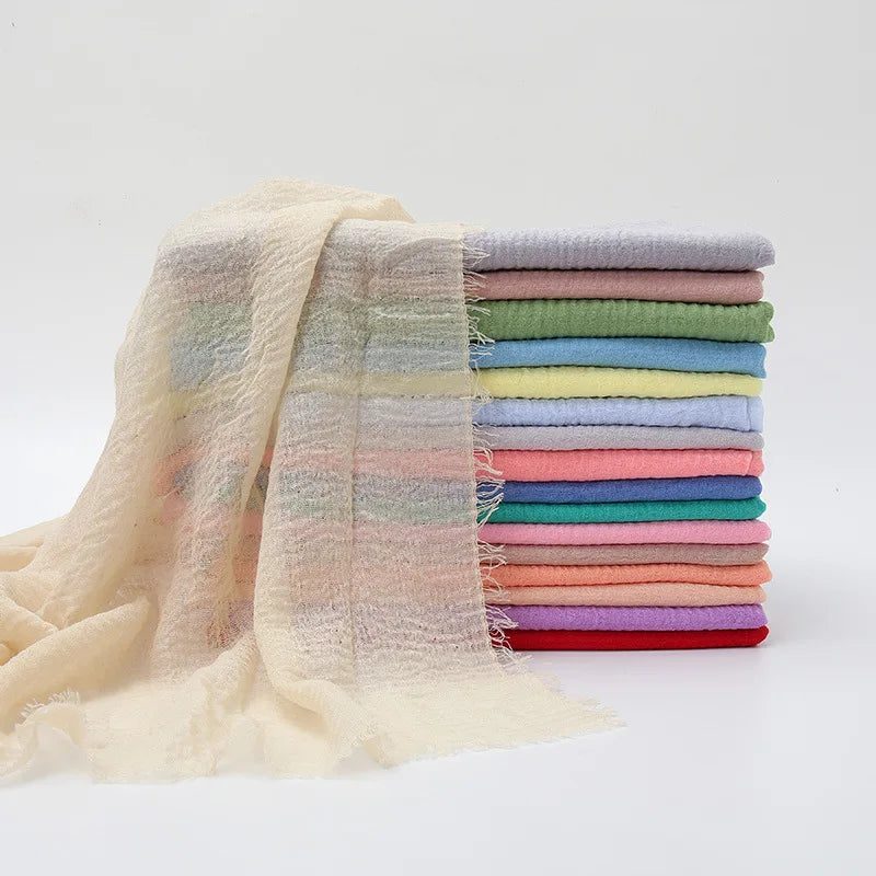 2026 Pure Color Cotton Women  Thin Hijab Scarf  Lady Shawls and Wraps Head Scarves Neck  Men Black Scarfs Gif