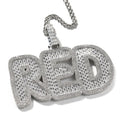 2023 Trendy Custom Iced Zircon Bling Bling Necklaces for Men Women Large Baguette Name Pendant Brass Rope Chain for Weddings