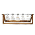 Modern Crystal Glass Vase Wooden Frame Hot Selling Five-Vase Table Water Plant Design for Outdoor Living Room Home Decoration