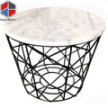 Round White Side Table Nest Marble Set