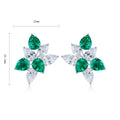 S925 Silver Stud Earrings with Pear Cut Emerald Women's & Unisex Gift for Anniversary Wedding Engagement