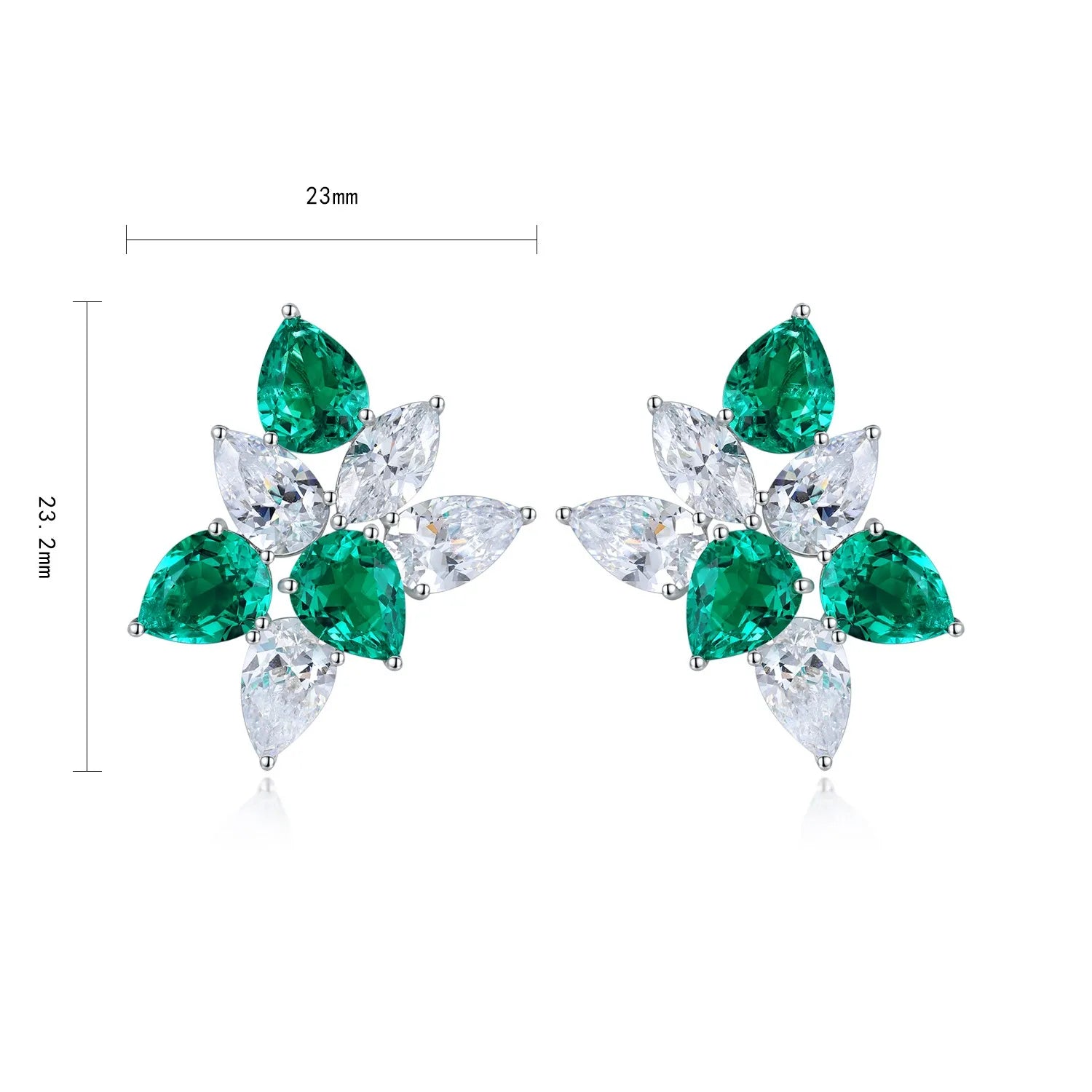 S925 Silver Stud Earrings with Pear Cut Emerald Women's & Unisex Gift for Anniversary Wedding Engagement