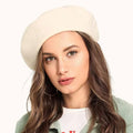 2025 New Customizable Pure Wool Beret - French Style Embroidered with Cotton Lining for Women Winter Daily Wear