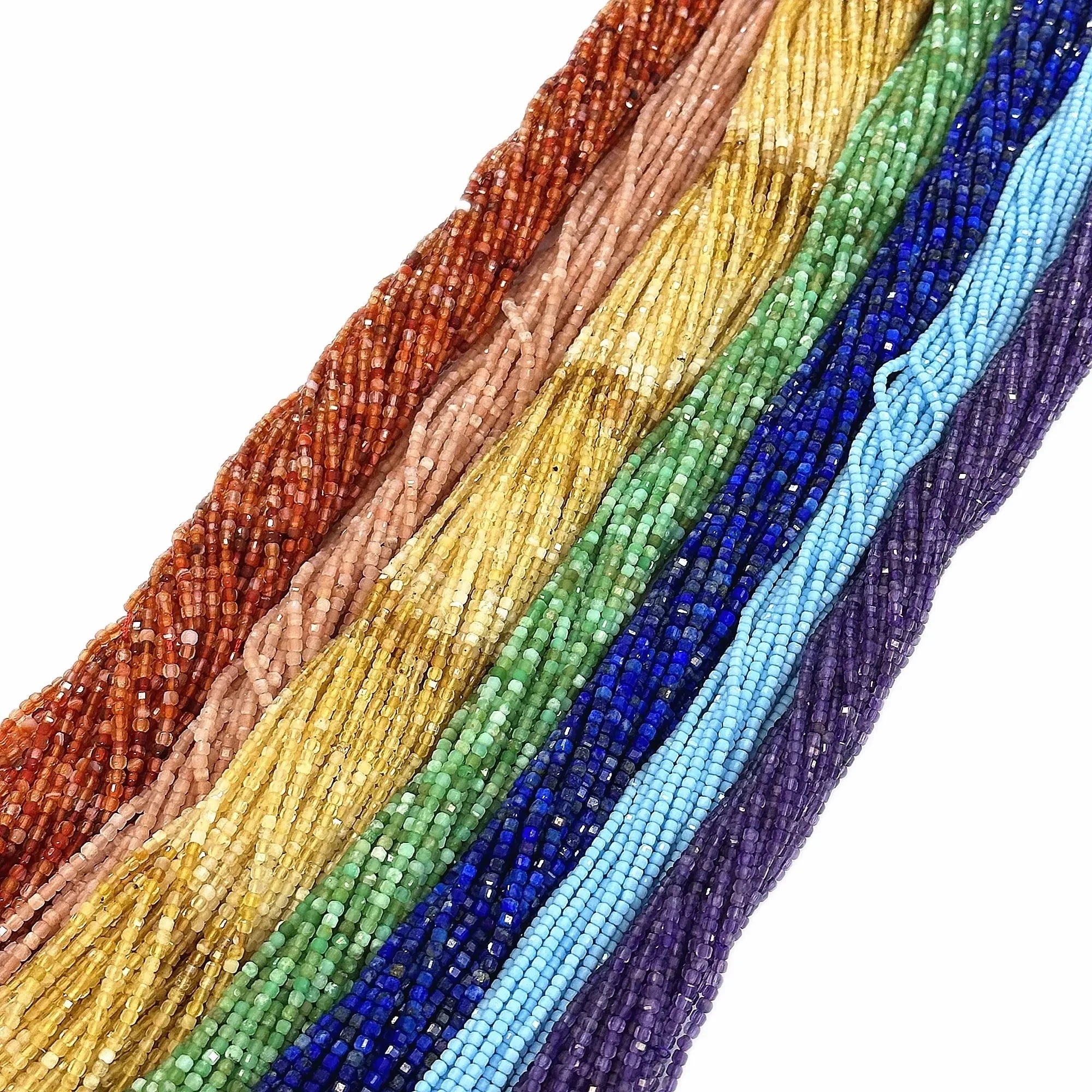 Natural Gemstone 3mm Faceted Cube Beads Agate Amethyst Lapis Turquoise Square Crystal Stone Loose Bead for Jewelry DIY Making