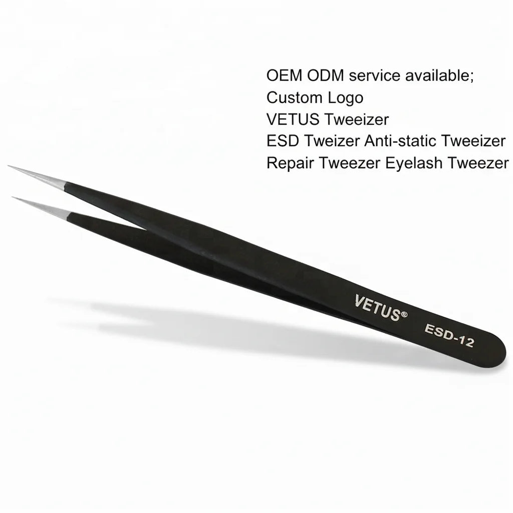 Professional Eyelash Extension Volume Lash Application Private Label Bespoke Retail Packaging Design VETUS ESD Tweezer ESD-12