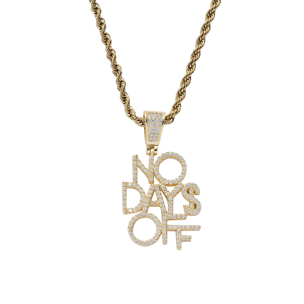 CN226  Brass Setting CZ  Letters  Pendant Iced Out Cubic Zircon Necklace Hip Hop Gift Jewelry Bling Bling