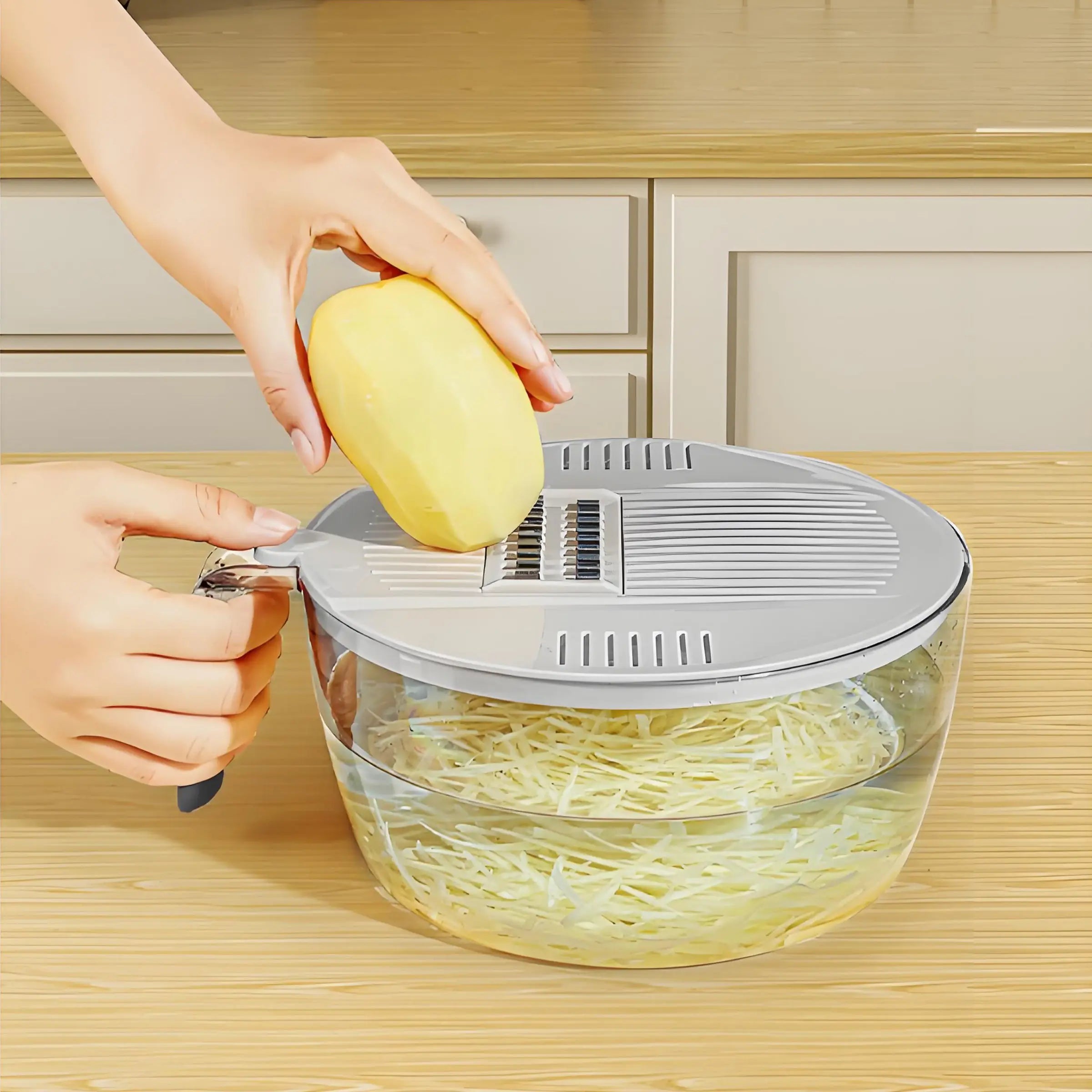 Transparent 2-in-1 Food Grade PP Kitchen Multifunctional Vegetable Cutter Slicer Fruit Grater for Drain Fruits Vegetables