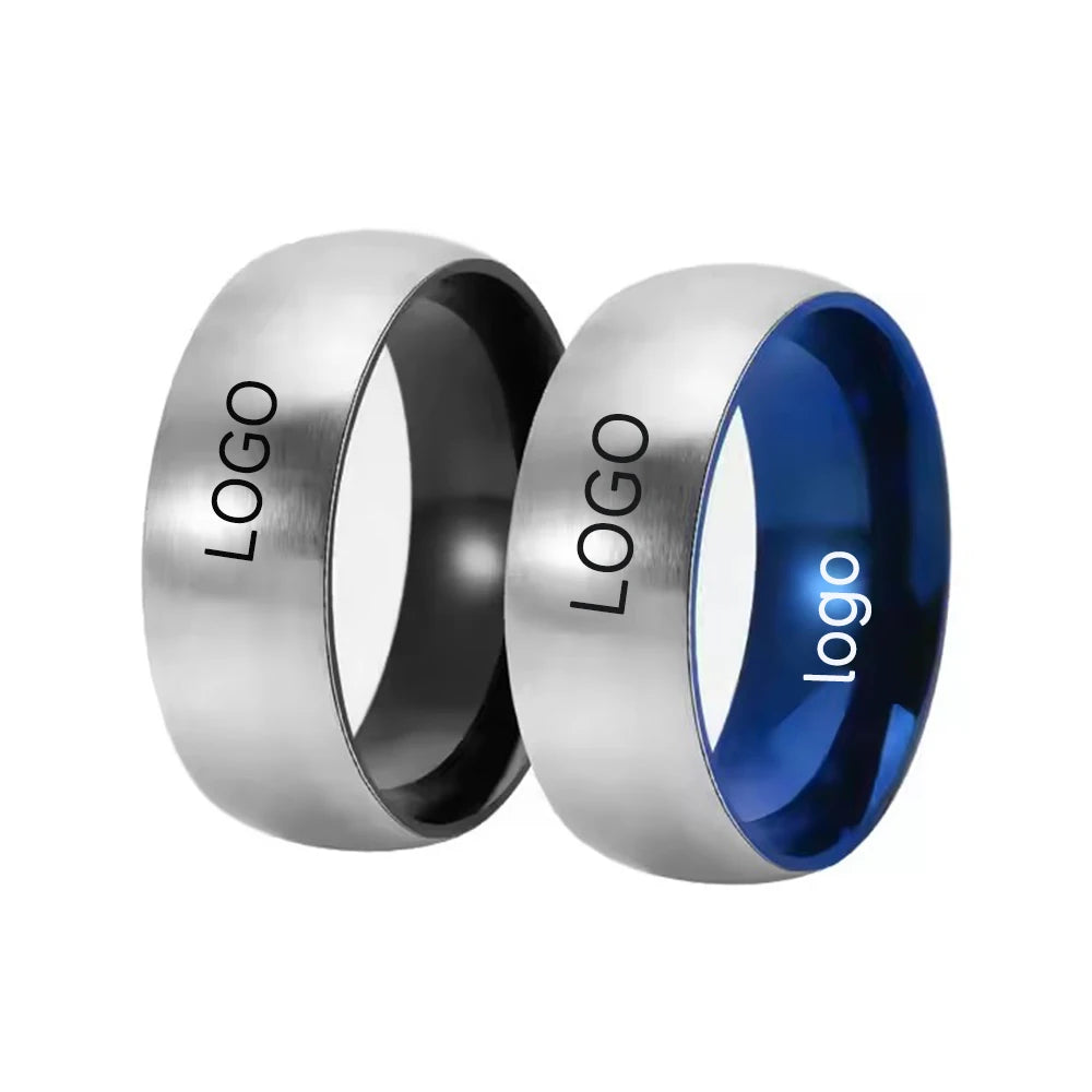 ShuoyeW 8mm Stainless Steel Ring Silver Black Blue Gold Inner Curved Brushed Two Tone Matte Stainless Steel Ring Finger Ring 651