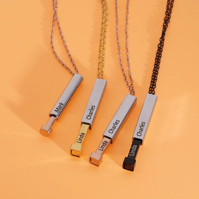 DAIHE Steel Bar Necklace Engraved Necklace Custom Personalised Logo Custom Letter Name Necklace