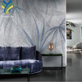 YKEAX 028 Custom Printed Purple Gold Wall Paper Home Decoration 3D Mural Green Leaves Wallpaper
