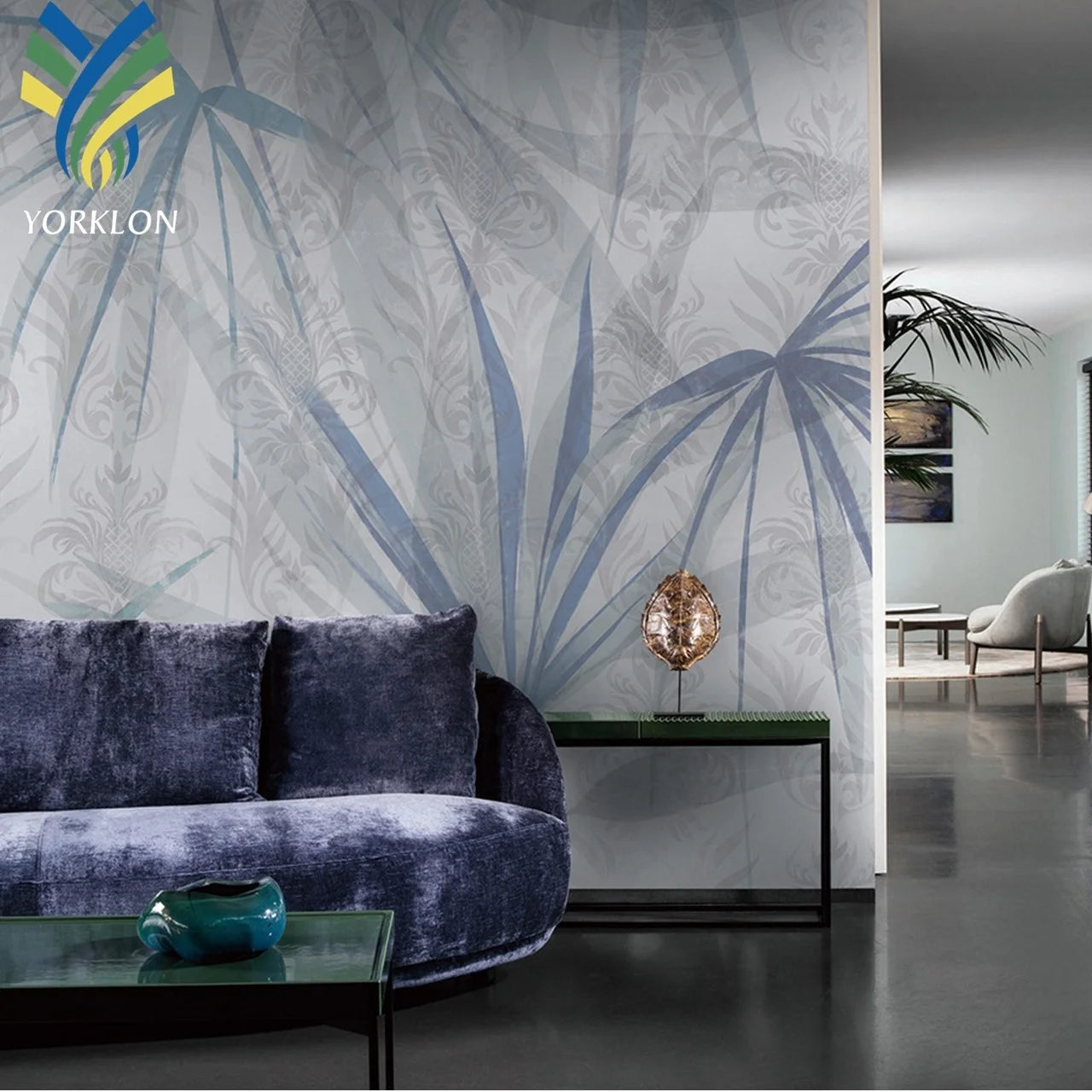 YKEAX 028 Custom Printed Purple Gold Wall Paper Home Decoration 3D Mural Green Leaves Wallpaper
