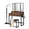 Vintage Modern Makeup Station Vanity Dressing Table Mirror Stool Latest Furniture Bedroom Bathroom Wood Metal Storage Feature