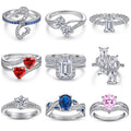 Trendy Silver Engagement Rings Jewelry Women Colorful Stone 925 Sterling Silver Rings Rhodium Plated Wedding Rings