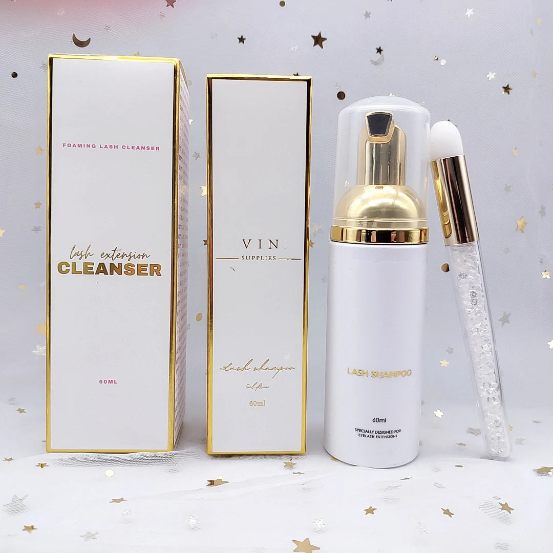 Small Suite Cases for Eyelash Shampoo Eyelash Extension Shampoo Foam Cleaner Sets Personalized Brush With Holder2023