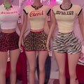 Summer Casual 2 Piece Short Set Outfit Letter Printed O Neck T-Shirt Sequin Zebra Leopard Shorts Fashion Two Piece Set