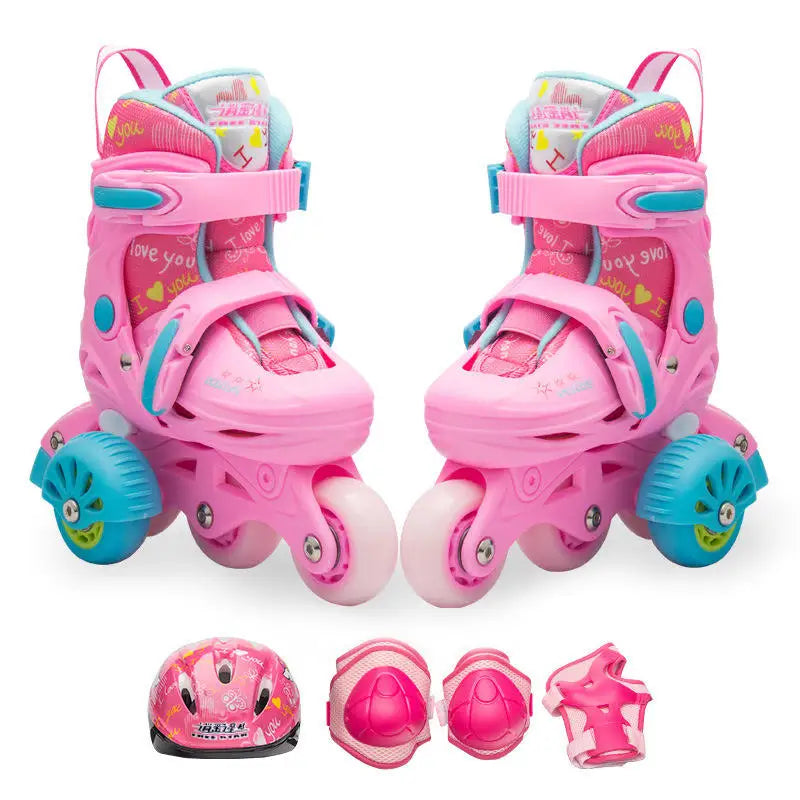 Wholesale All Flashing Inline Roller Skates Set Protective Gear Helmets Detachable Roller Skates for Kids Girls Boys