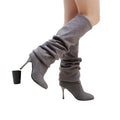 Evkoodance Professional Latin Salsa Ballroom Dance Shoes Women 6-8cm Heel Black/Brown/Grey Suede New Arrival Elegant Boots