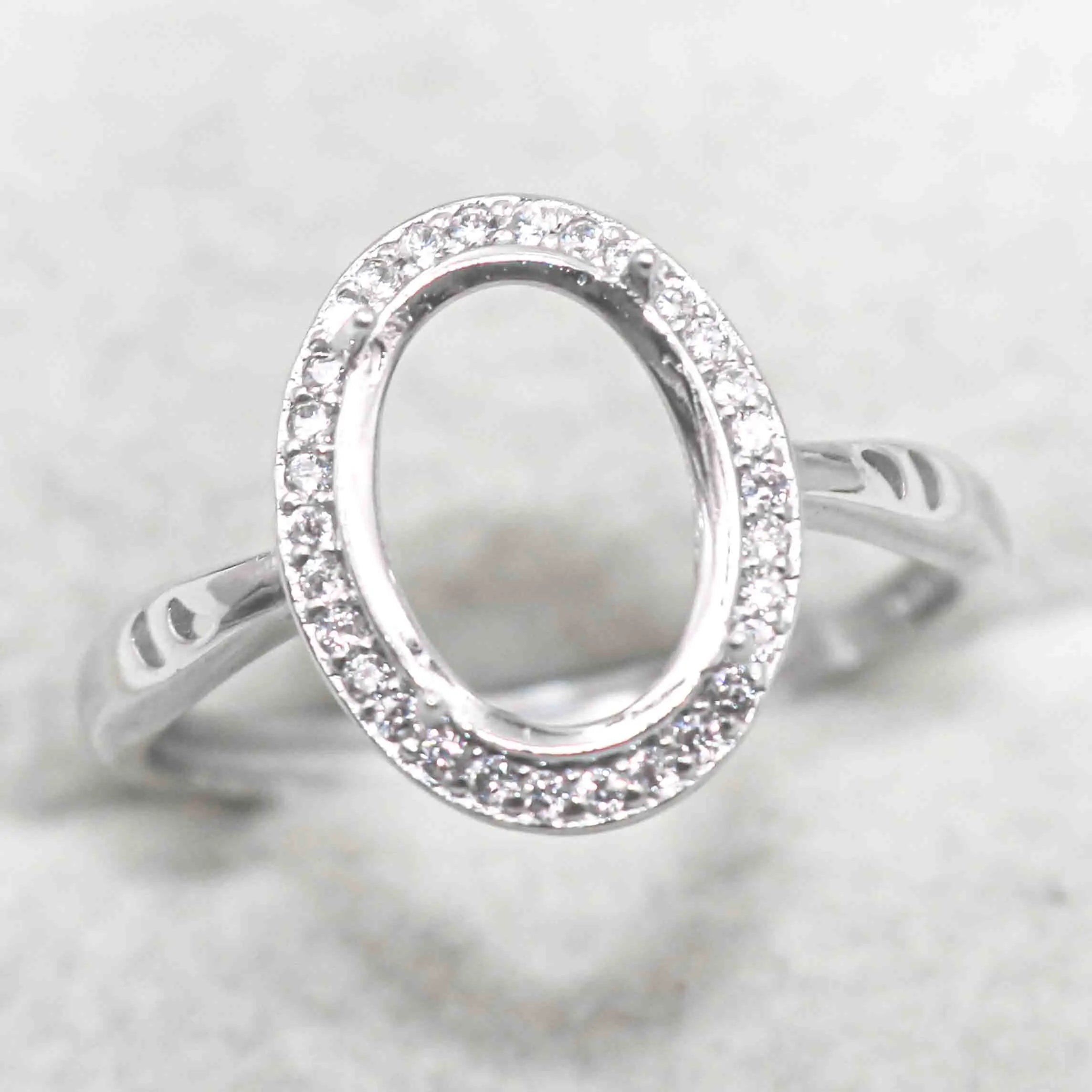 Sterling Silver 8*10/8*11mm Semi Mount Ring Frame Empty Blank Support Claws Setting S925 Base Without Center Stone DIY for Inlay
